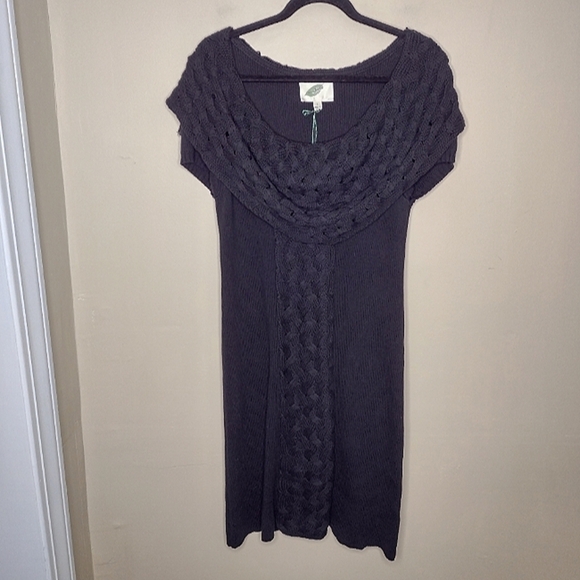 NWT Nurture Cable Knit Sweater Dress Size L Draped Cozy Lagenlook Layering - Picture 2 of 12